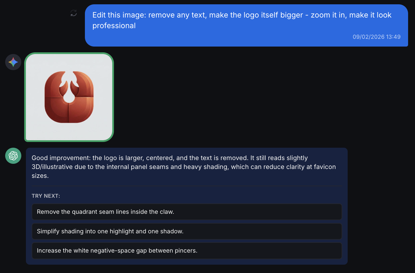 Refining the Clawly logo — removing text and zooming in